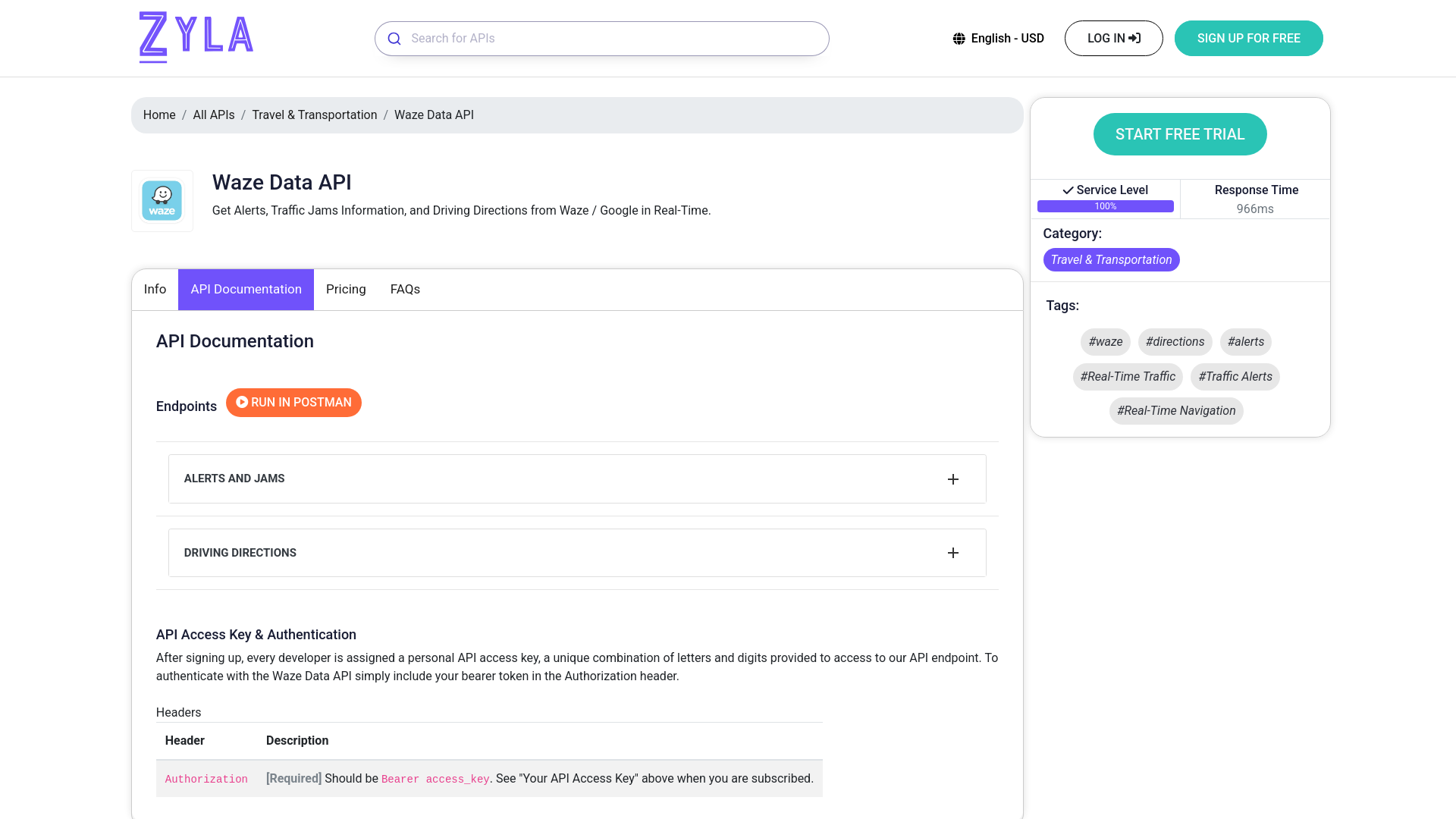 Waze Data API — Waze Traffic Alerts & Routes | JSON API
